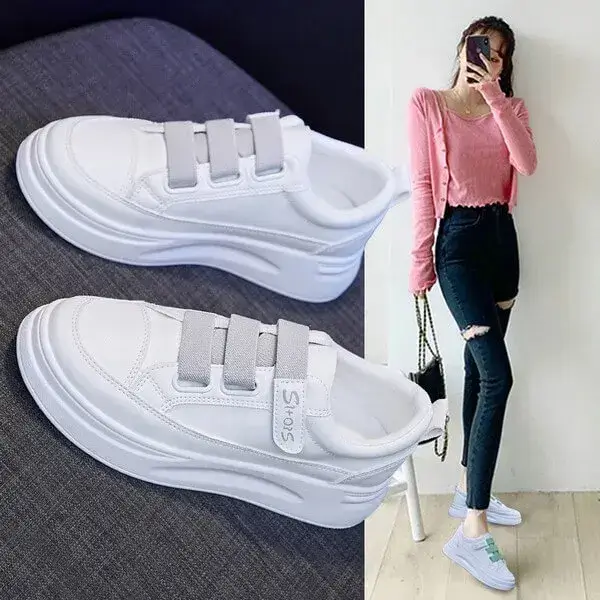 Womens Solid Color Sneakers | Water-Repellent Low-Top Casual Shoes in Grey, Green, Orange