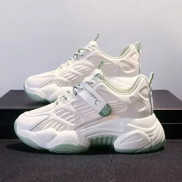Womens Mesh Platform Sneakers | UV-Protective Breathable Low-Top Shoes in Blue, Green, Grey