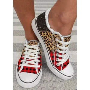 Jushicloth Women Casual 3D Printing Color Leopard Canvas Shoes