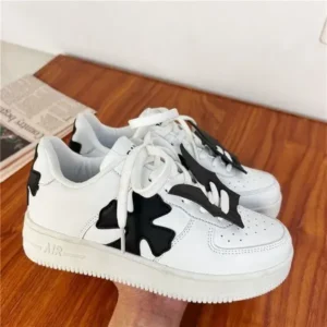 Jushicloth Women Fashion Round Toe Cross Platform Sneakers