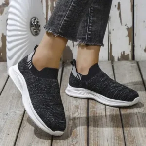 Jushicloth Women Fashion Round Toe Slip-On Flat Non-Slip Lightweight Sneakers