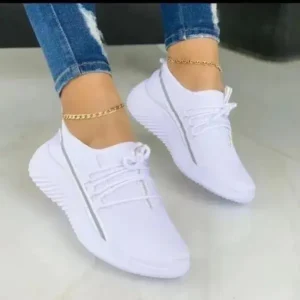 Jushicloth Women Fashion Breathable Lace-Up Flat Mesh Sneakers