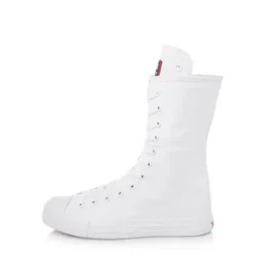 Jushicloth Women Casual Side Zip Mid-Top Canvas Mid-Calf Boots