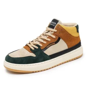 Jushicloth Men'S Fashion Breathable Color Block Pu Sneakers