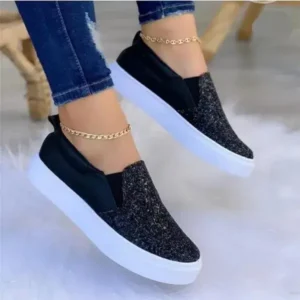 Jushicloth Thick Sole Casual Sequined Shoes Women Flat Shoes