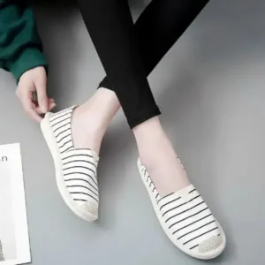 Jushicloth Fashion Stripe Pattern Design Women Round-Toe Casual Espadrilles Shoes