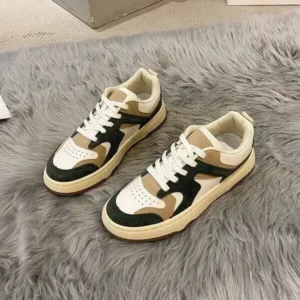 Jushicloth Women Fashion Lace Up Design Color Blocking Sneakers