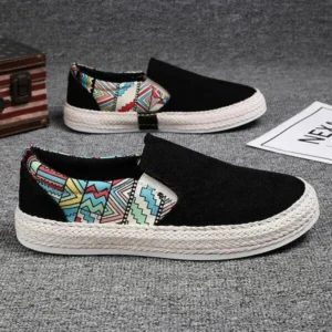 Jushicloth Men Fashion Color Matching Breathable Canvas Flats Shoes