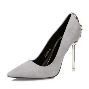 Jushicloth Women Sexy Metal Heel Pointed-Toe High Heels Shoes