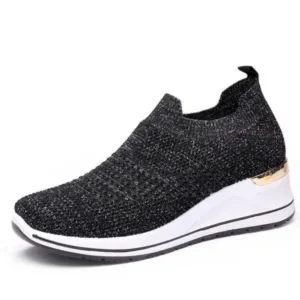 Jushicloth Women Casual Mesh Knit Design Breathable Comfort Wedge Platform Sneakers