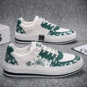 Jushicloth Men Fashion Cashew Flower Printed Canvas Sneakers