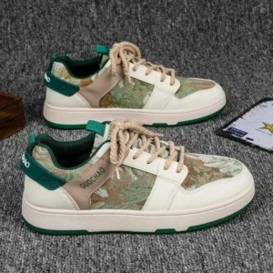 Jushicloth Men'S Casual Retro Secret Forest Oil Painting Pattern Sneakers