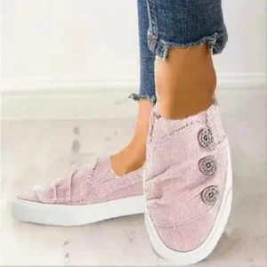 Jushicloth Women Fashion Plus Size Solid Denim Canvas Flat Sneakers