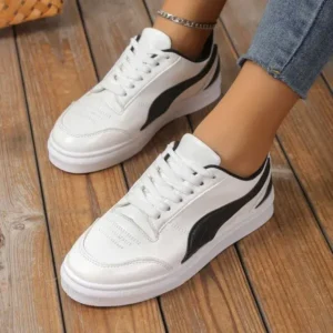 Jushicloth Women Fashion Plus Size Thick-Soled Round Toe Flat Sneakers