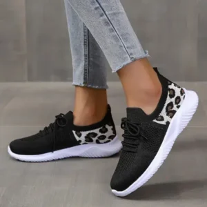 Jushicloth Women Casual Mesh Breathable Leopard Sneakers