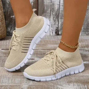 Jushicloth Women Casual Plus Size Solid Color Mesh Breathable Flat Sneakers