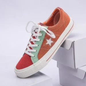 Jushicloth Women Fashion Stitching Canvas Star Round Toe Sneakers