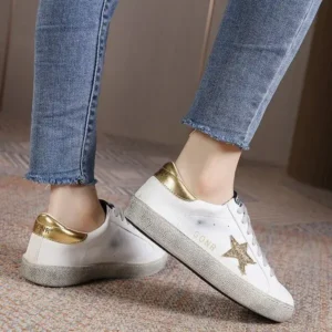 Jushicloth Women Fashion Casual Plus Size Star Round Toe Sneakers