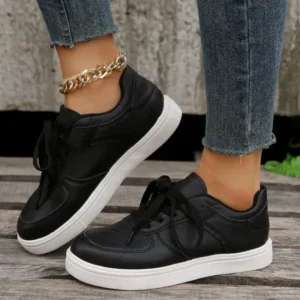 Jushicloth Women Fashion Casual PU Lace-Up Sneakers