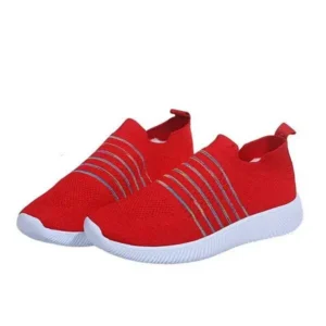 Jushicloth Fashion Casual Solid Color Striped Fly-Woven Mesh Breathable Flat Sneakers