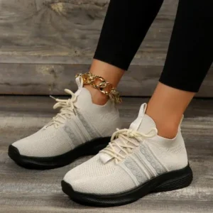 Jushicloth Women Fashion Casual Flying Mesh Breathable Thick-Soled Sneakers