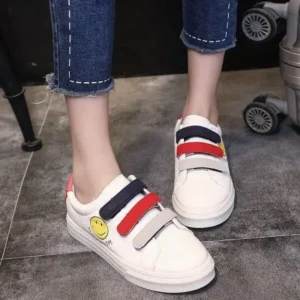 Jushicloth Women Fashion Casual Velcro Smiley Face Round Thick-Soled Sneakers