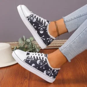 Jushicloth Women Casual Fashion 3D Print Denim Canvas Sneakers