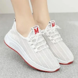 Jushicloth Women Fashion Mesh Solid Color Lace-Up Sneakers