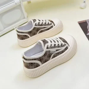 Jushicloth Women Fashion Round Toe Lace-Up Sneakers