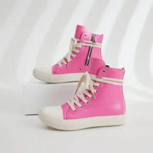 Jushicloth Women Fashion Rose Faux Leather High Top Shoes