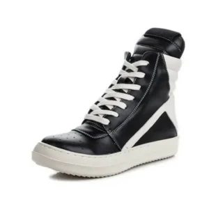 Jushicloth Women Fashion Casual Black White Inverted Triangle High Top Shoes