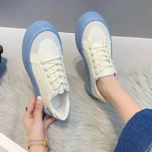 Jushicloth Women Fashion Round Toe Lace-Up Sneakers