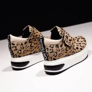 Jushicloth Women Fashion Wedge Leopard Leopard Sneakers