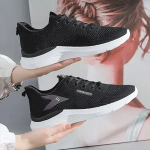 Jushicloth Women Fashion Flyknit Mesh Lace-Up Sneakers