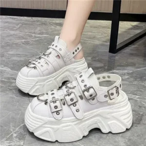 Jushicloth Women Fashion Platform Solid Color Sneakers