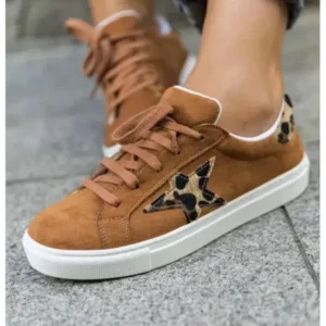 Jushicloth Women Fashion Round Toe Lace-Up Canvas Sneakers