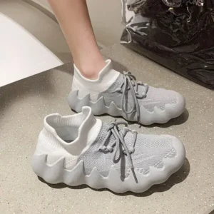 Jushicloth Women Fashion Round ToeWomen Fashion Round Toe Octopus Fly Woven Sneakers Shallow Cut Print Lace Up Flat Sneakers