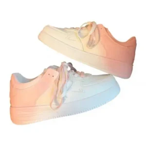 Jushicloth Women Fashion Round Toe Gradient Platform Sneakers